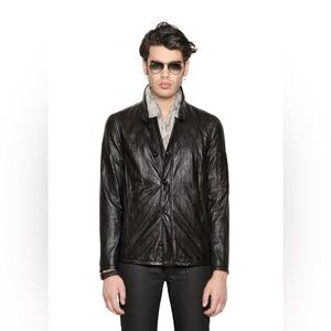 $2498 brand new John Varvatos Collection Stand Collar Leather Jacket  EU46 USA36